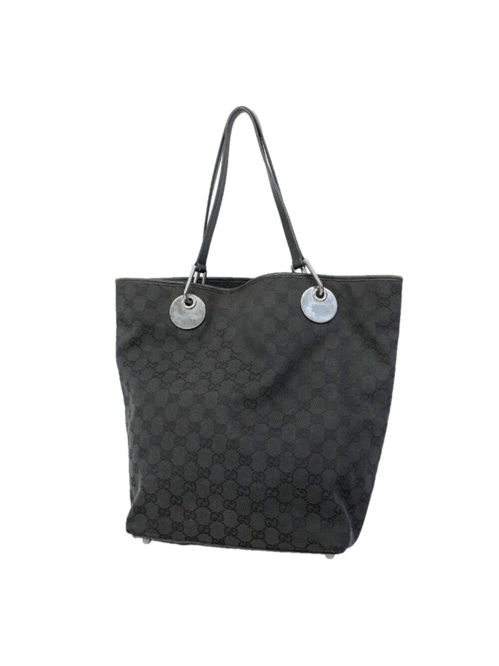 Gucci Tote Bag GG Canvas Black Silver